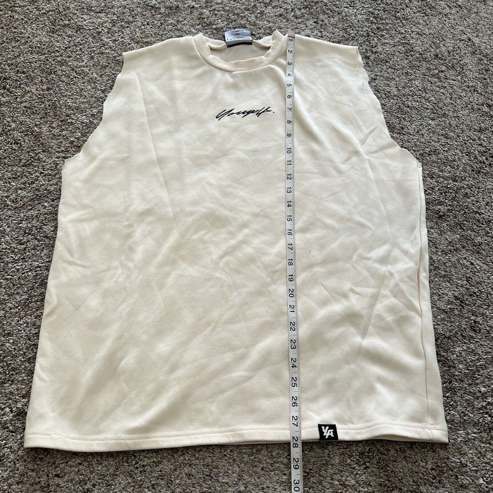 YoungLA Unisex Print Oversized Workout Tank Beige Size XL - Picture 2 of 9